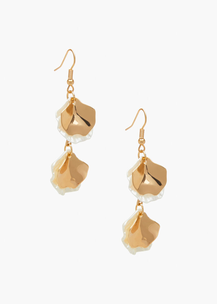 Natural Petal Leaf Earrings, , hi-res