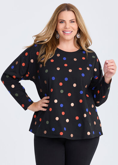 Plus Size Cotton Multi Colour Spot Top