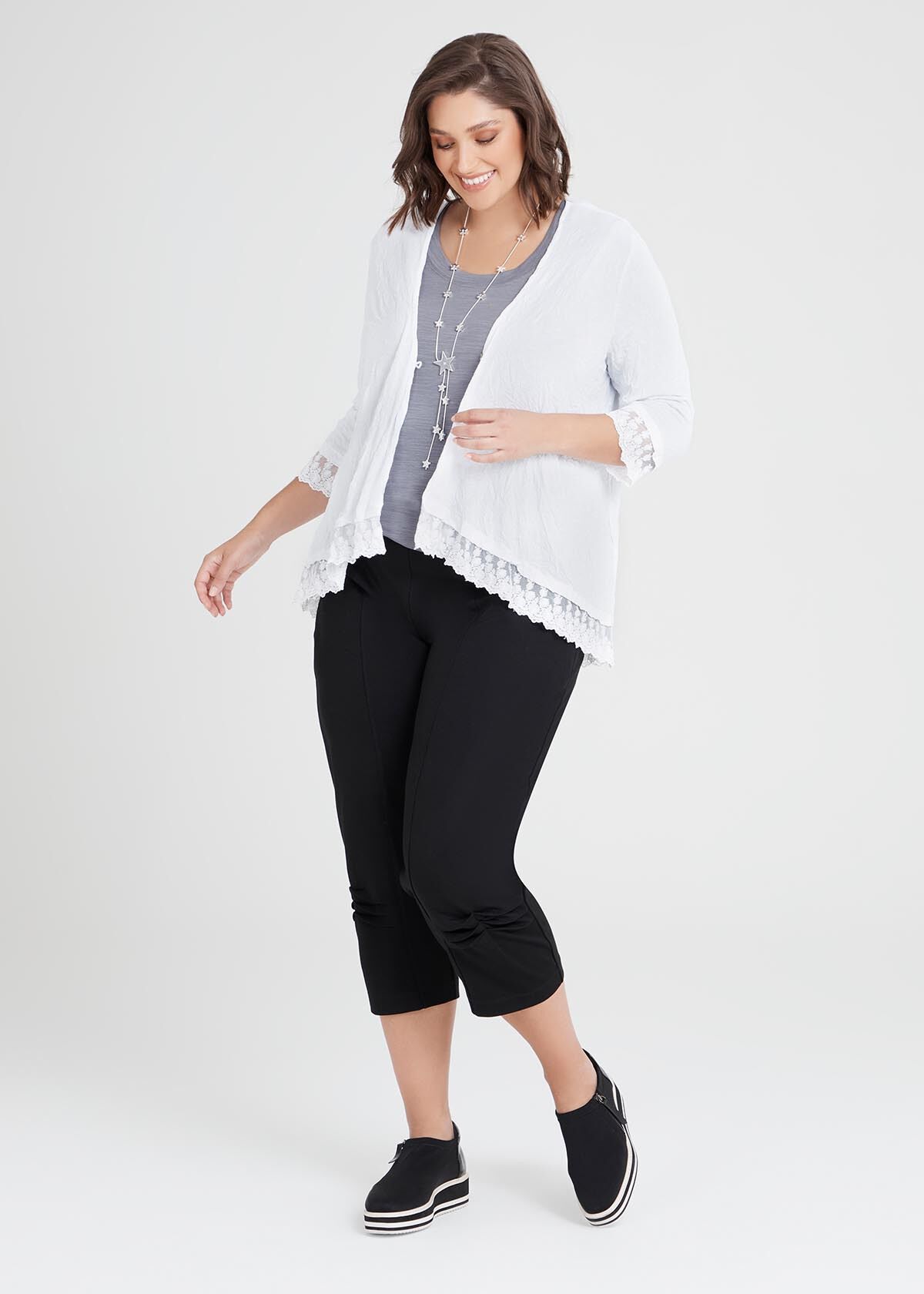 Cardigan Femme Taille Plus 2X - Dentelle, Couleur Beige, Neuf Avec étiquettes, Marque Confess