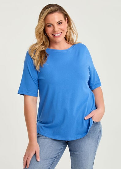 Plus Size Organic Cotton Boat Neck Top