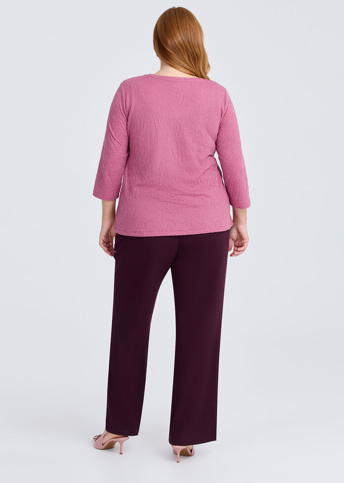 Floral Textured Knit Top, , hi-res