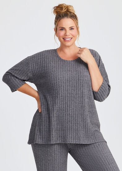 Plus Size Cosy Rib Lounge Top