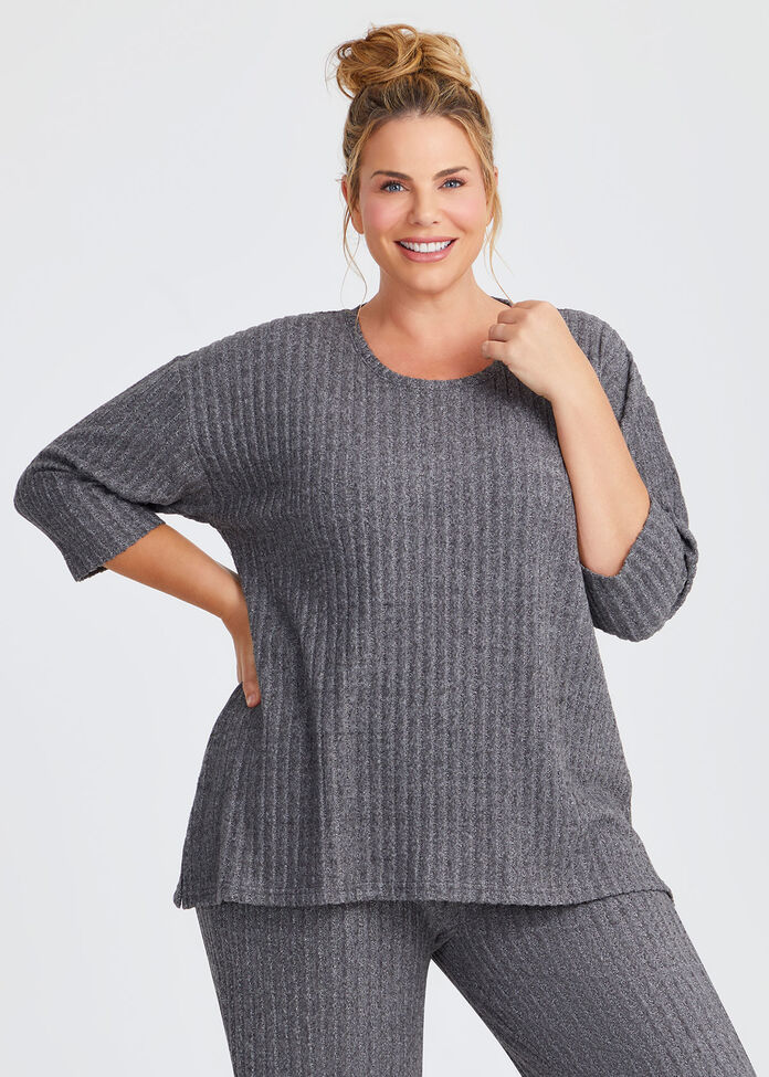 Cosy Rib Lounge Top, , hi-res