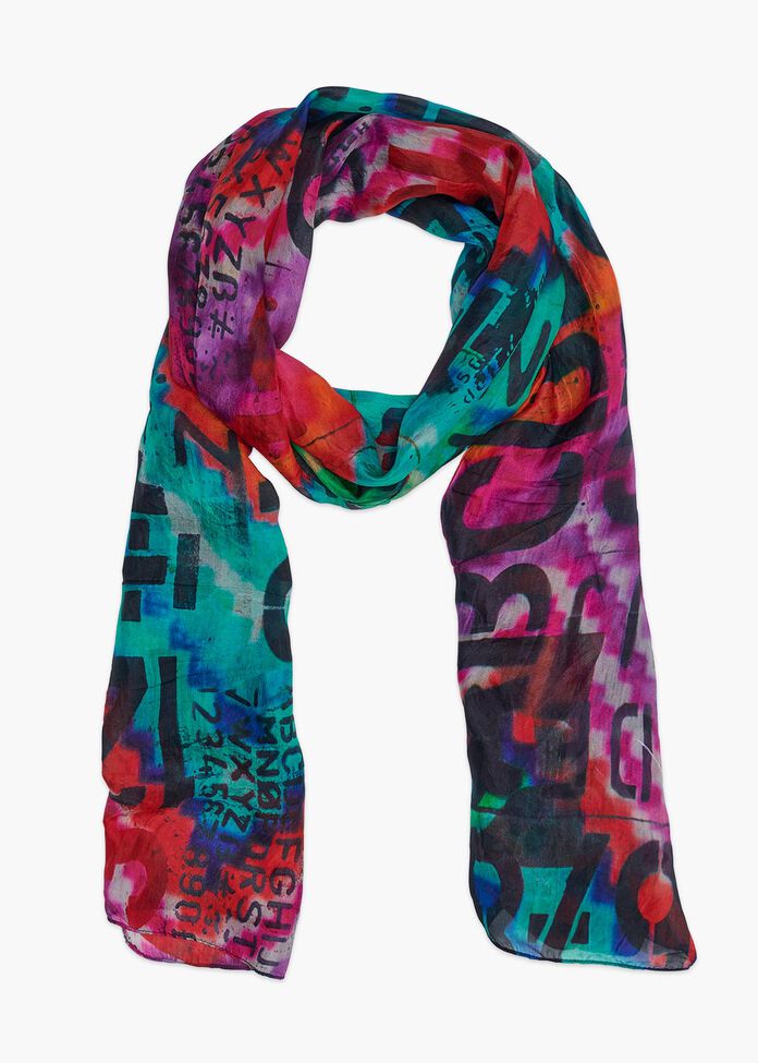 Painted Alpha Silk Scarf, , hi-res