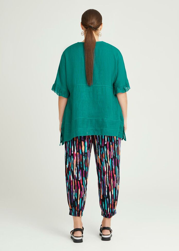 Shop Linen Gauze Boho Festival Top in green in sizes 12 to 24 Taking