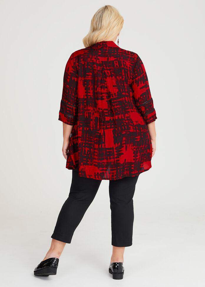 Shop Plus Size Eternal Flame Check Swing Shirt in Red Sizes 1230