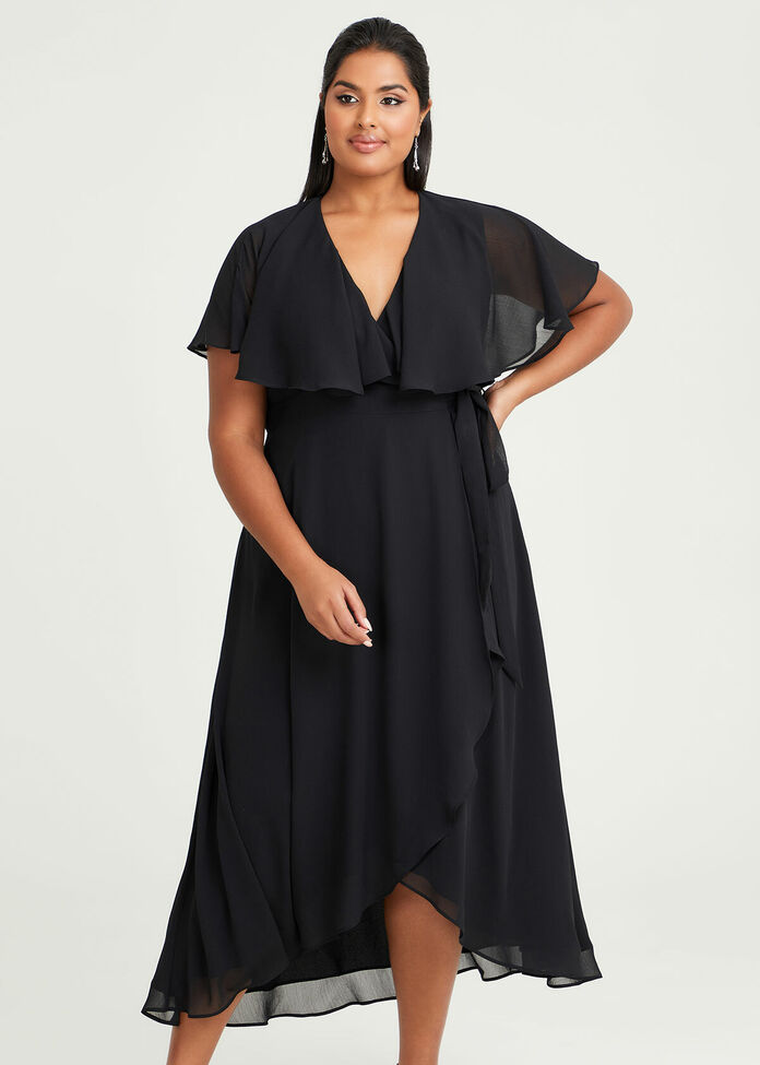 Shop Livia Chiffon Wrap Maxi Dress in Black, Sizes 12-30 | Taking Shape AU