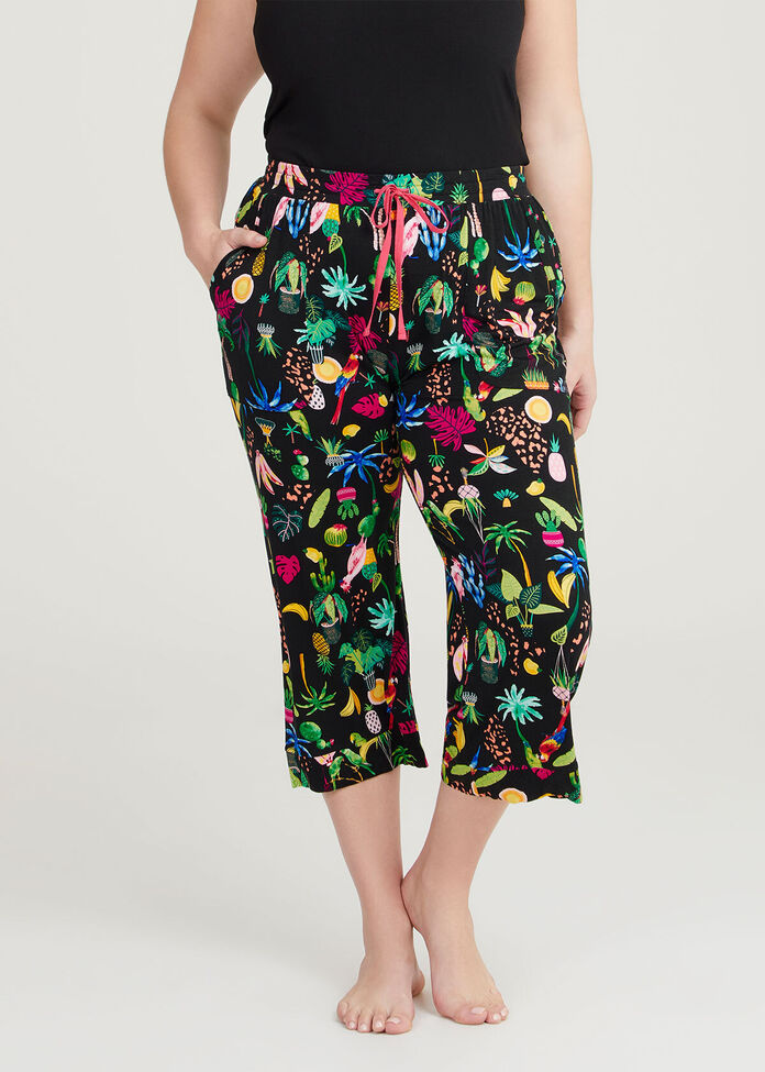 Shop Plus Size Bamboo Tropical Pyjama 3/4 Pant in Multi | Taking Shape AU