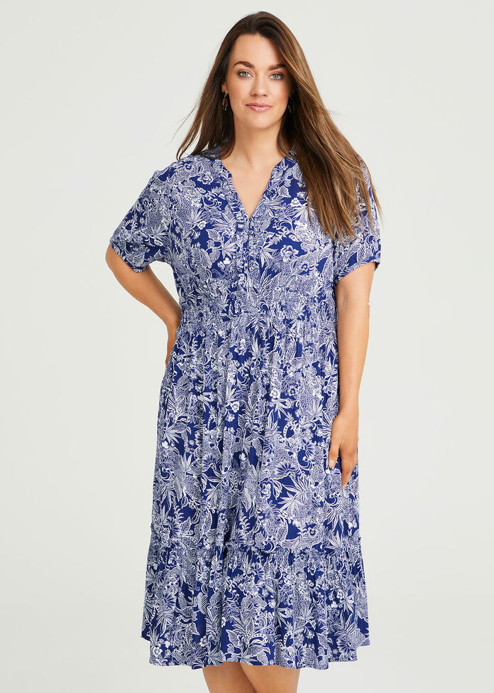 Shop Plus Size Natural Etched Floral Dress in Multi | Sizes 12-30 ...