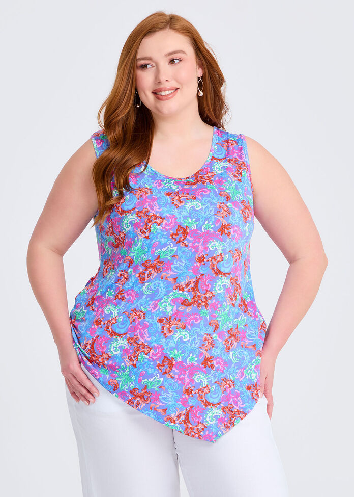 Printed Mix Media Tank, , hi-res