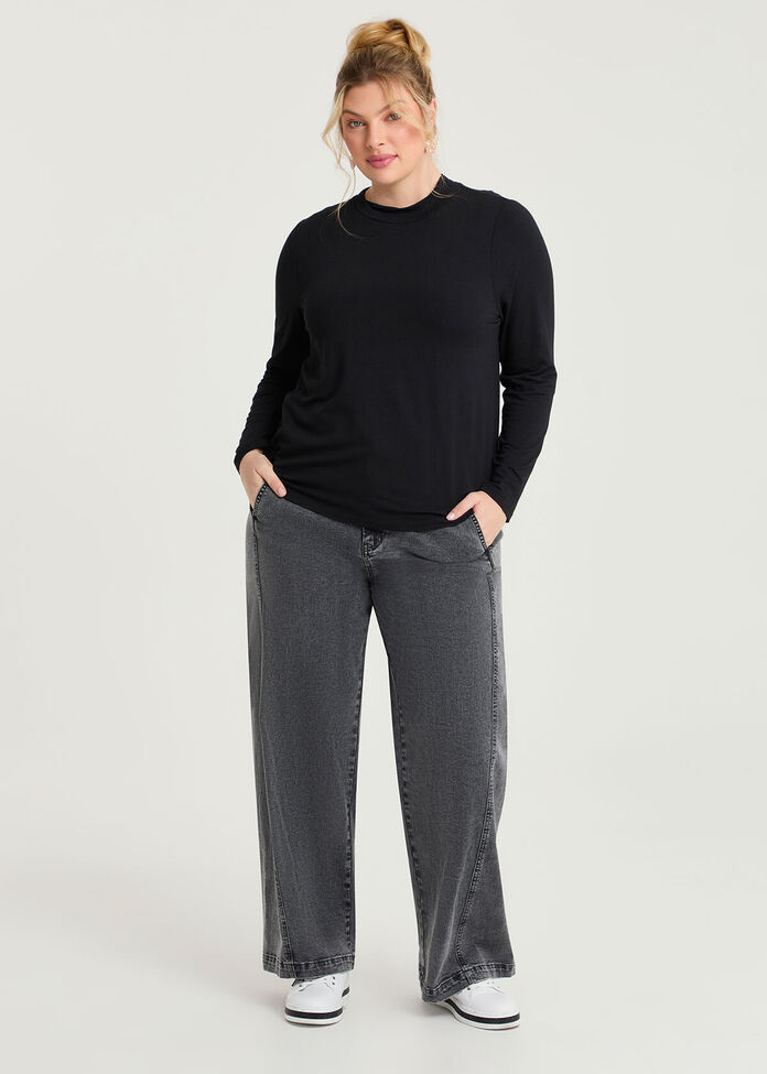 Australian Wool Blend Mock Neck Top, , hi-res