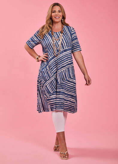 Plus Size Stripe Panel Burnout Dress