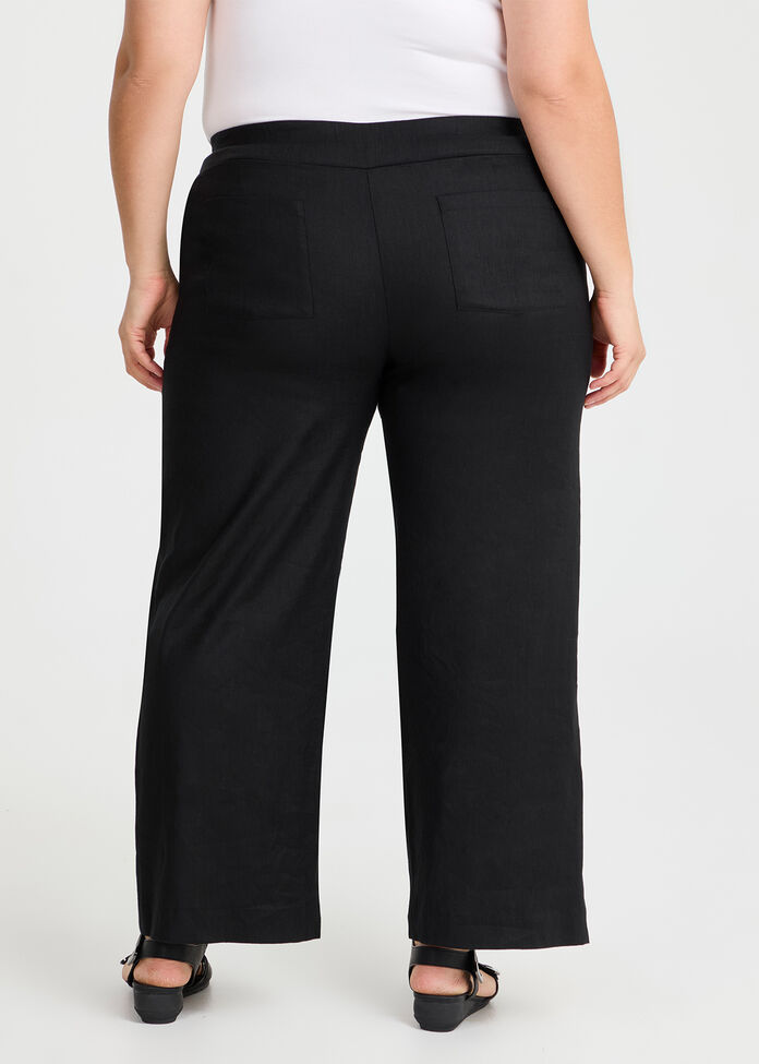 Petite Stretch Linen Bea Wide Pant, , hi-res