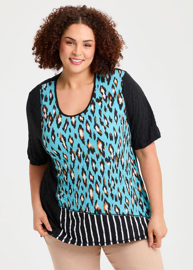 Plus Size Leopard Spliced Luna Top