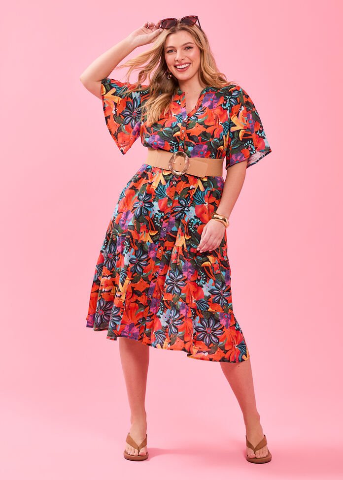 Cotton Summer Flora Dress, , hi-res