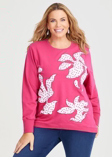 Plus Size Cotton Applique Sweatshirt