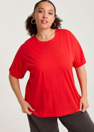 Plus Size Cotton Slouchy Seam Detail T-shirt