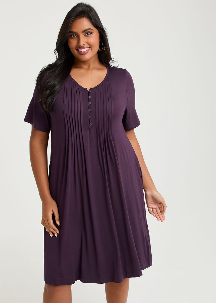 Micro Modal Pintuck Dress, , hi-res