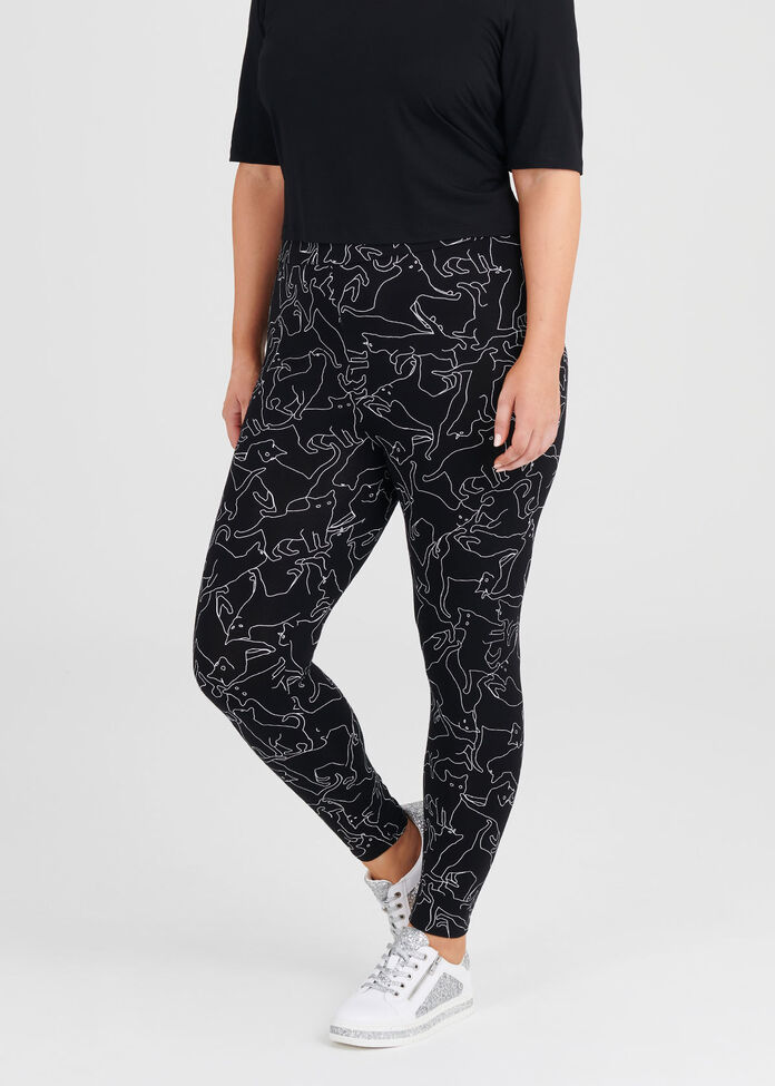 Shop Plus Size Natural Cats Back Legging in Print