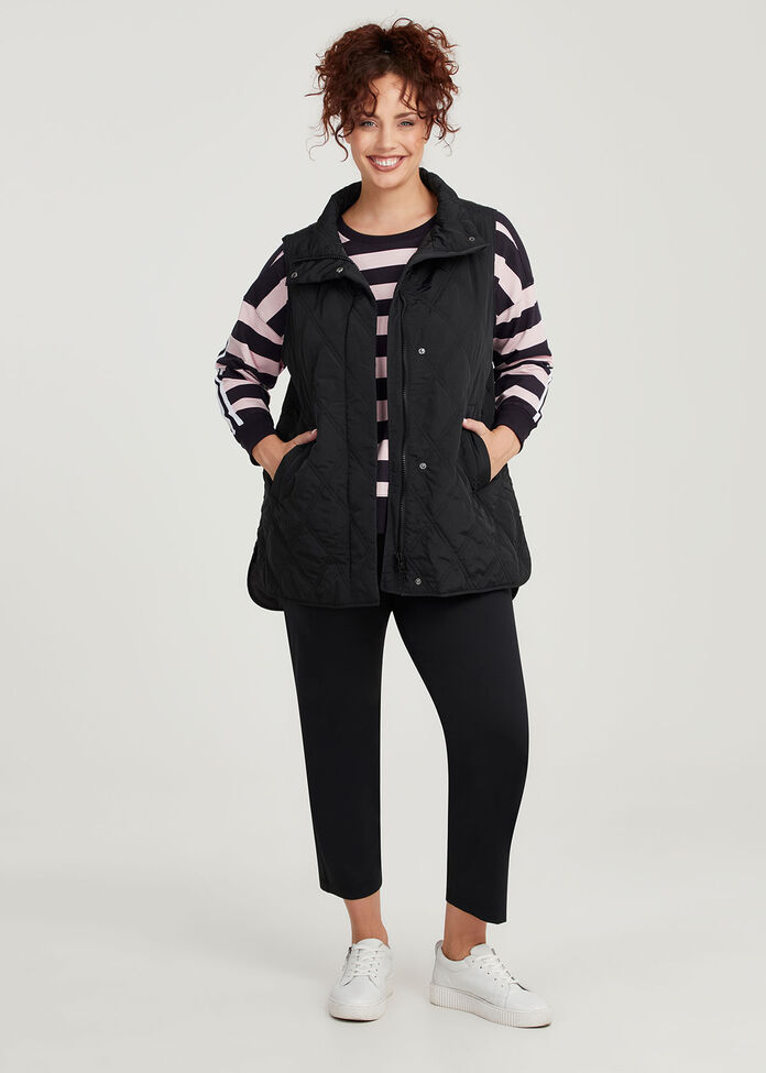 Relaxed Puffer Quilted Vest, , hi-res