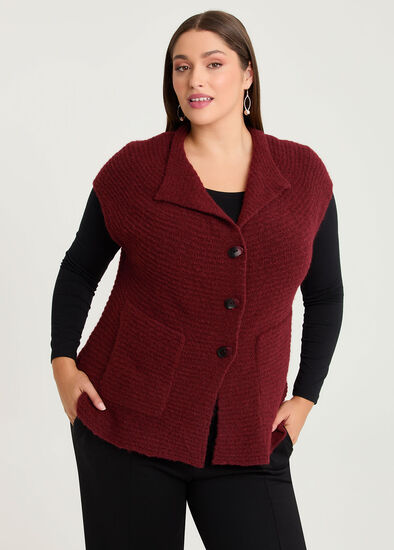 Plus Size Pocket Wool Mix Knit Gilet Vest