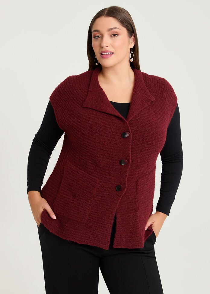 Pocket Wool Mix Knit Gilet Vest, , hi-res