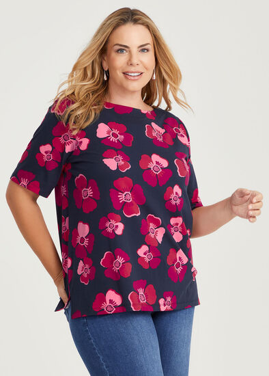 Plus Size Cotton Tonal Floral T-shirt