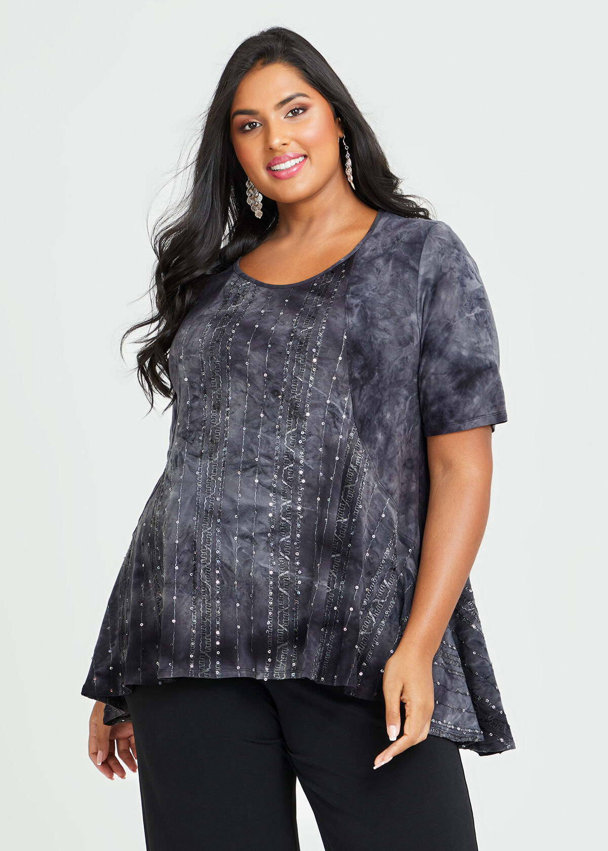 Plus size sequin peplum top best sale