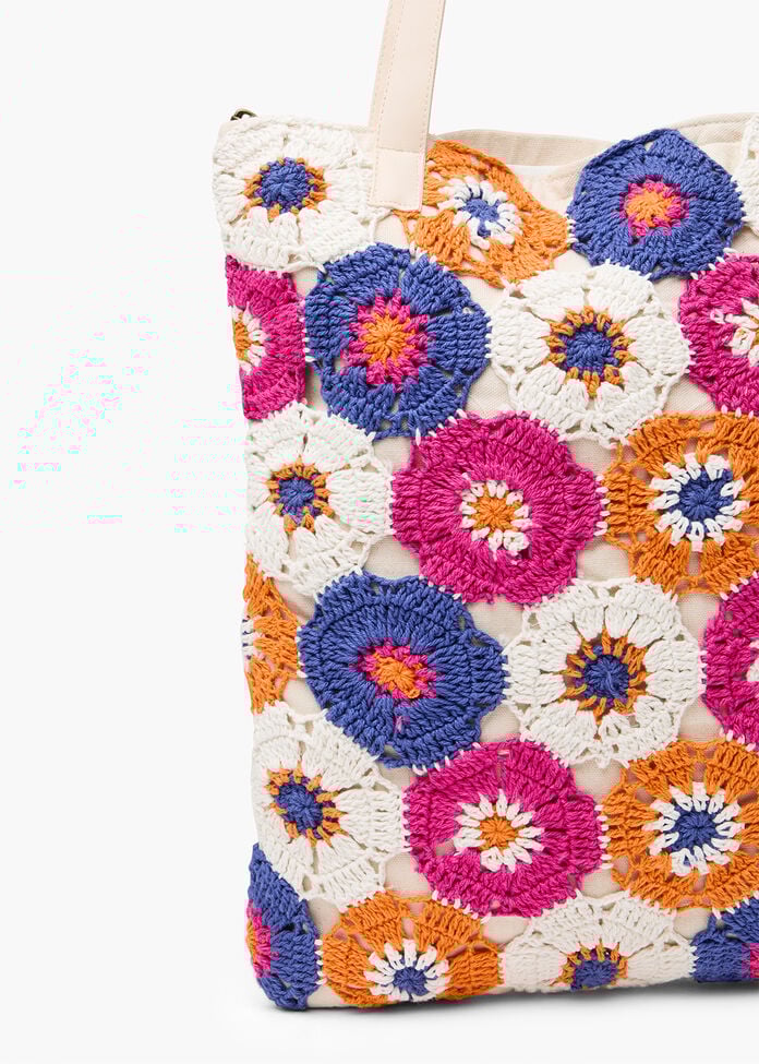 Crochet Flower Tote Bag, , hi-res
