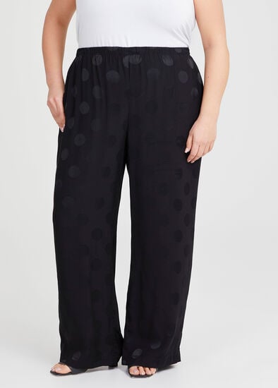 Plus Size Petite Spot Satin Wide Pant