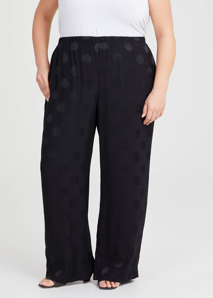 Petite Spot Satin Wide Pant, , hi-res