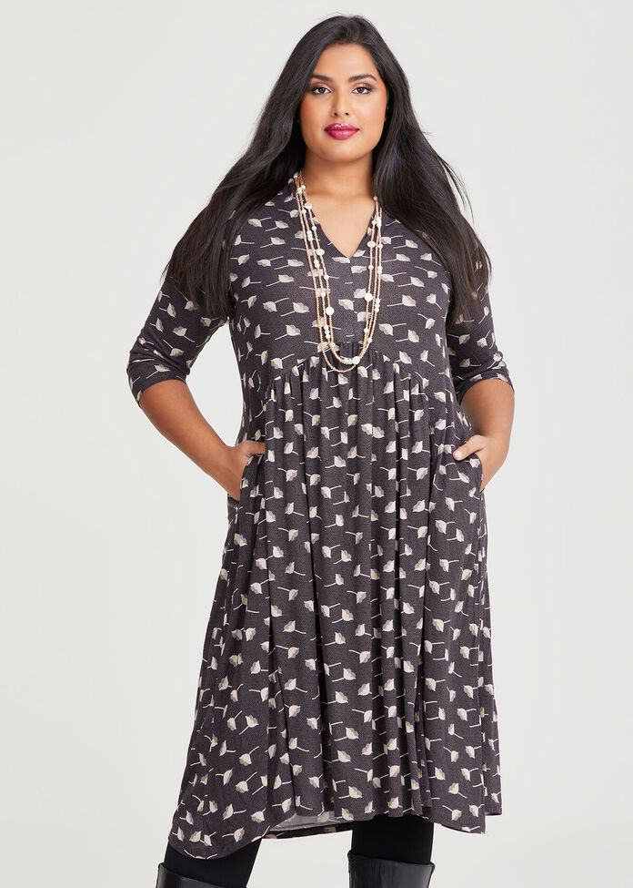 Shop Plus Size Ditsy Natural V-neck Dress in Multi | Taking Shape AU
