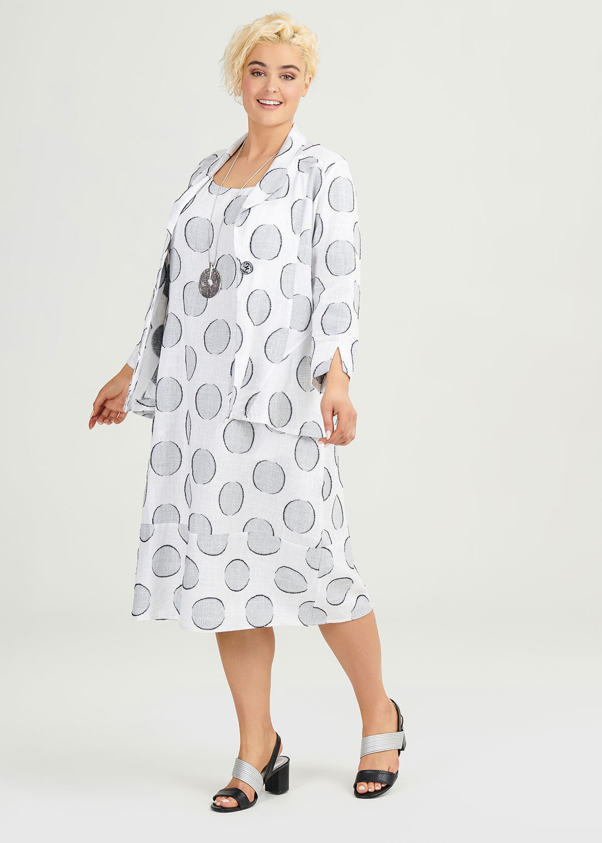 Shop Plus Size Linen Ascot Dress in White Sizes 12 30 Taking