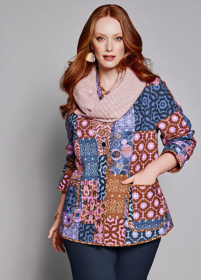 Plus Size Reversible Quilt Natural Jacket