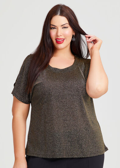 Plus Size Cold Shoulder Lurex Party Top