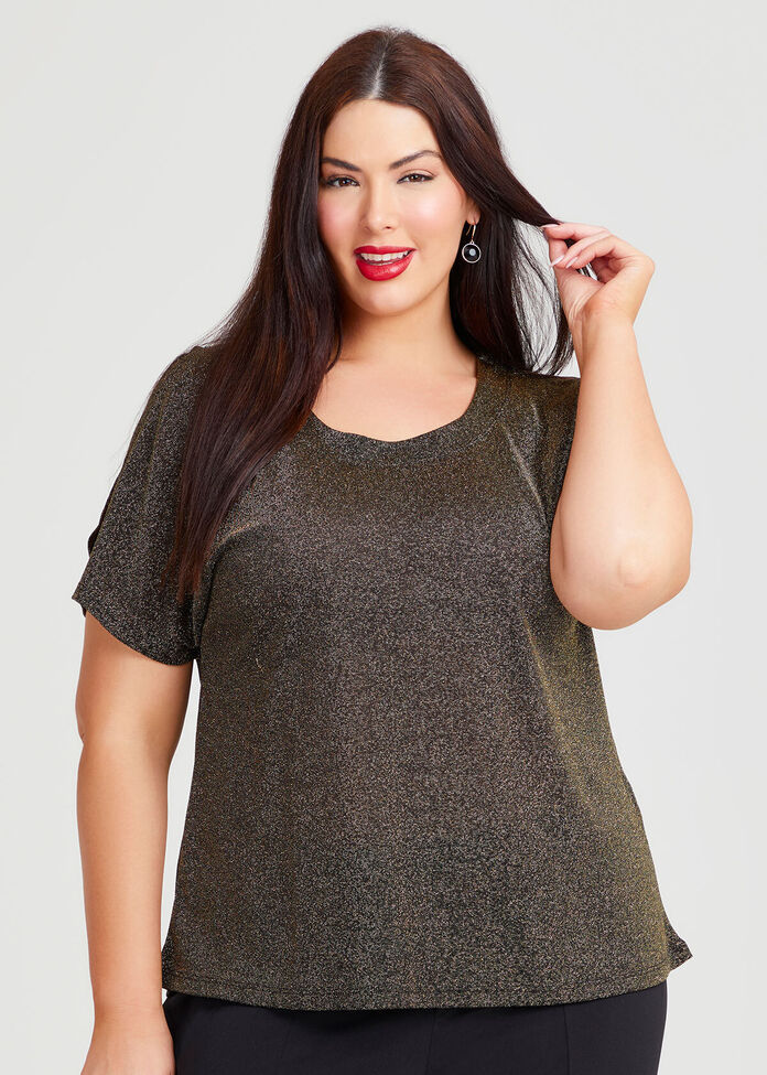 Cold Shoulder Lurex Party Top, , hi-res