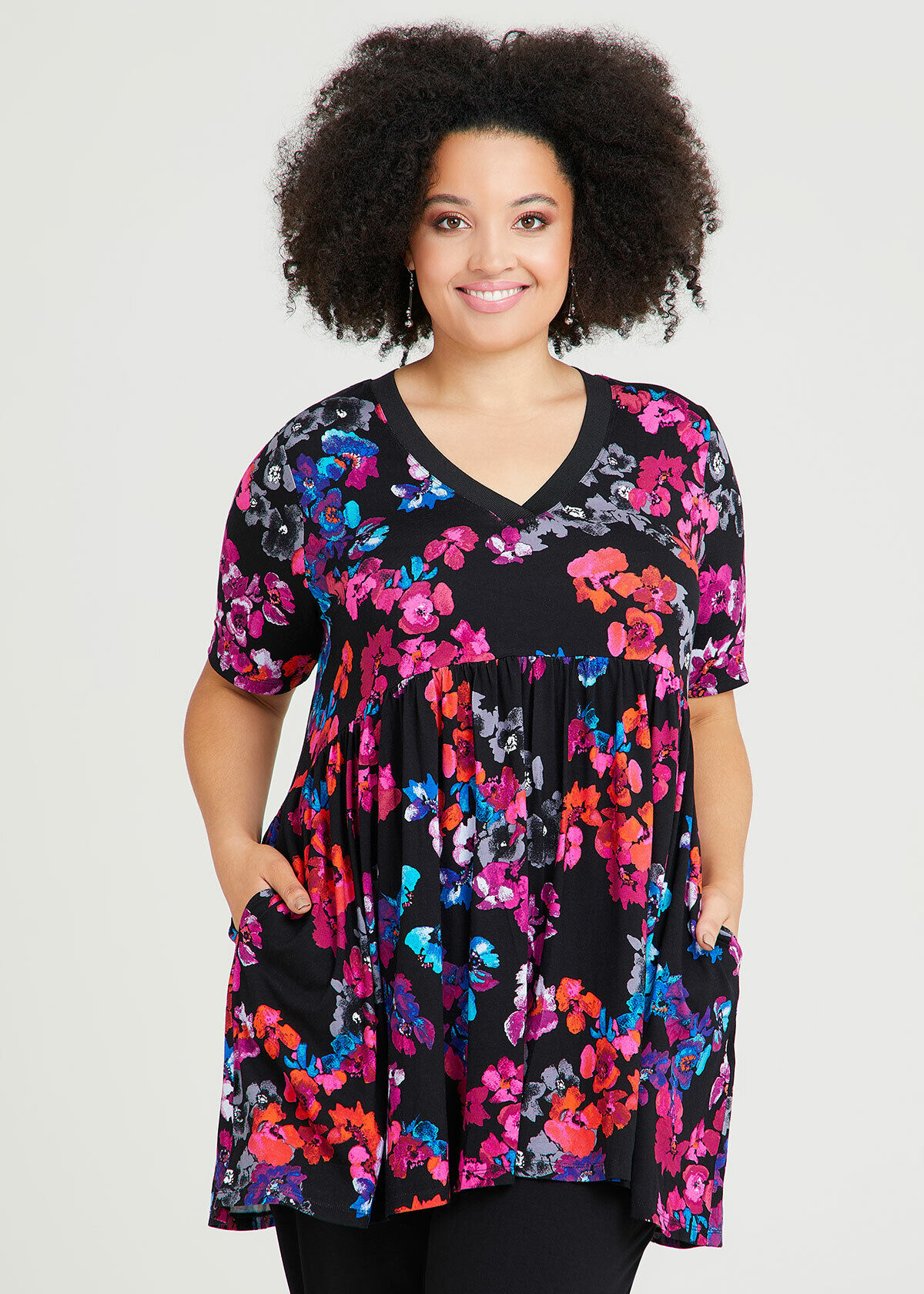 Shop Plus Size Natural Floral Days Tunic in Multi Taking Shape AU