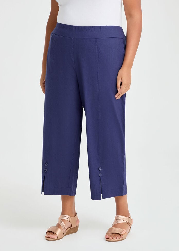 Stretch Linen Ayanna Crop Pant, , hi-res