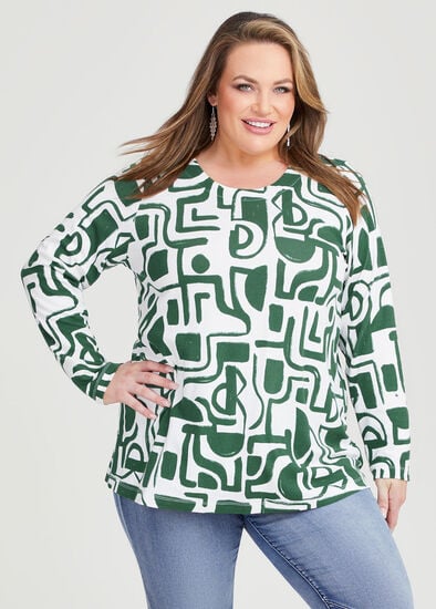 Plus Size Bamboo Ponte Abstract Top
