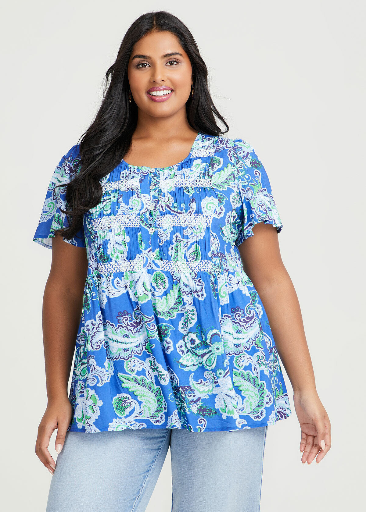 Shop Plus Size Natural Paisley Smock Top in Multi Taking Shape AU