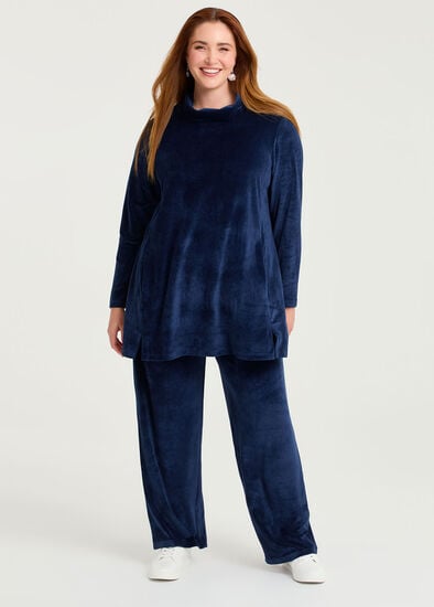 Plus Size Velour Straight Leg Pant