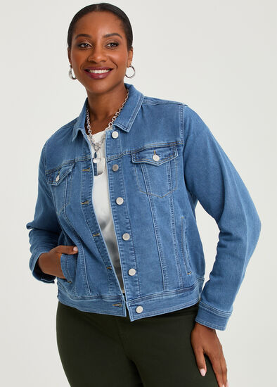 Plus Size Cotton Waist-length Denim Jacket