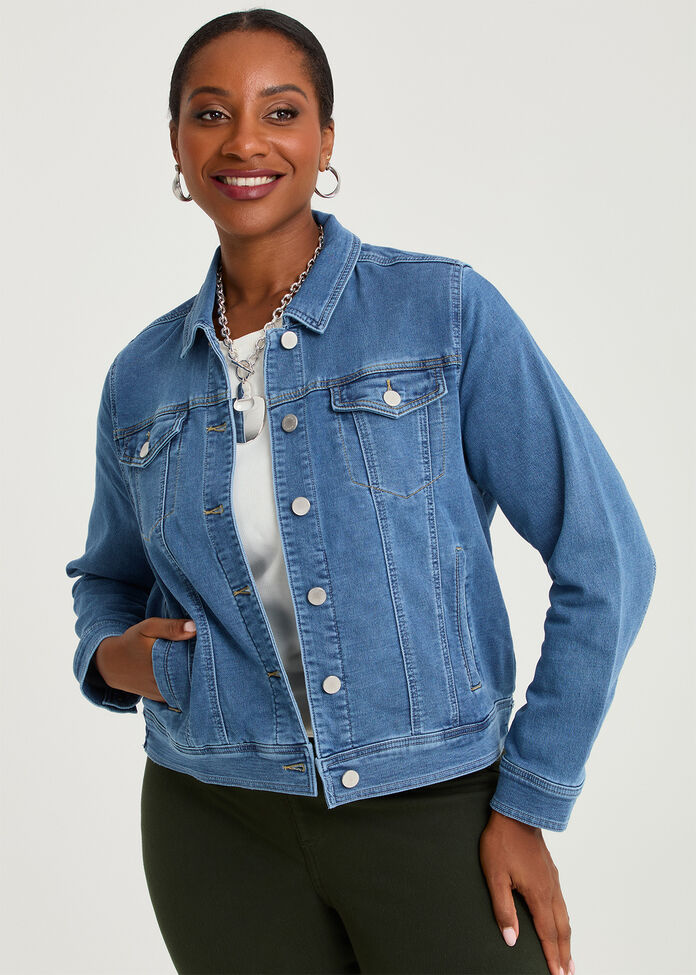 Cotton Waist-length Denim Jacket, , hi-res