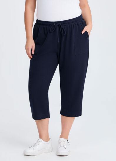 Plus Size Waffle Pull On Crop Pant