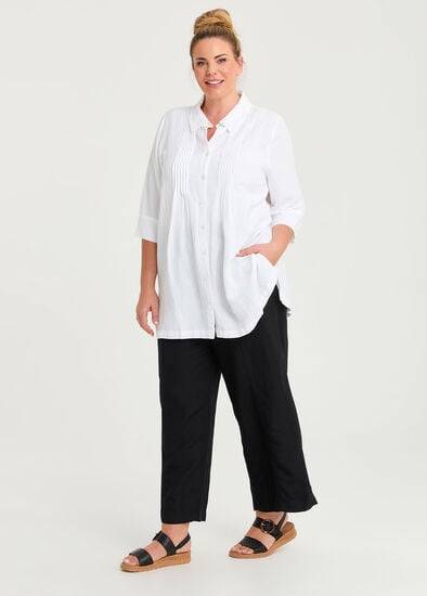Plus Size Linen Blend Seam Detail Pant