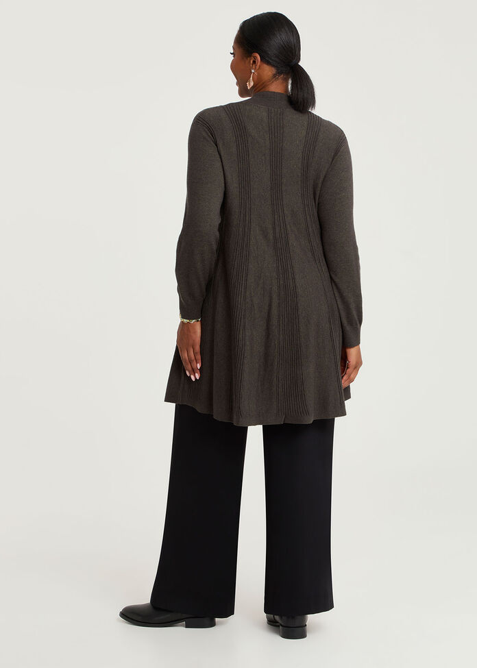 Pintuck Swing Natural Cardigan, OLIVE, hi-res
