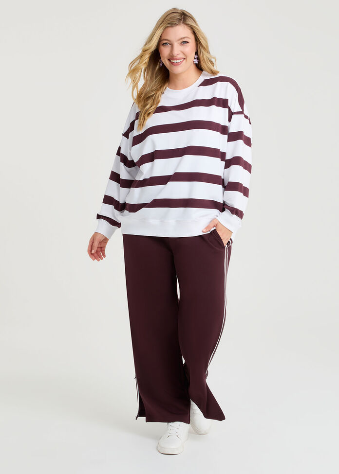 Cotton Linear Stripe Sweatshirt, , hi-res