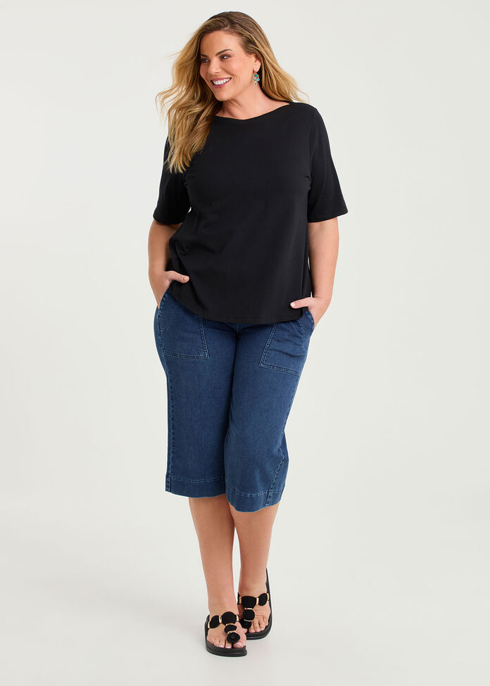 Organic Cotton Boat Neck Top, , hi-res