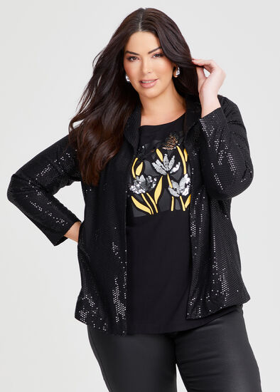 Plus Size Ponte Broadway Sequins Jacket