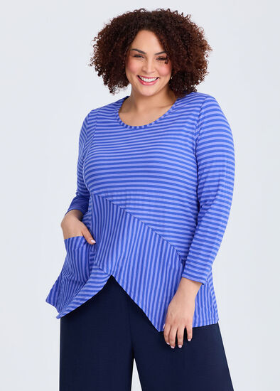 Plus Size Natural Brianna Stripe Top